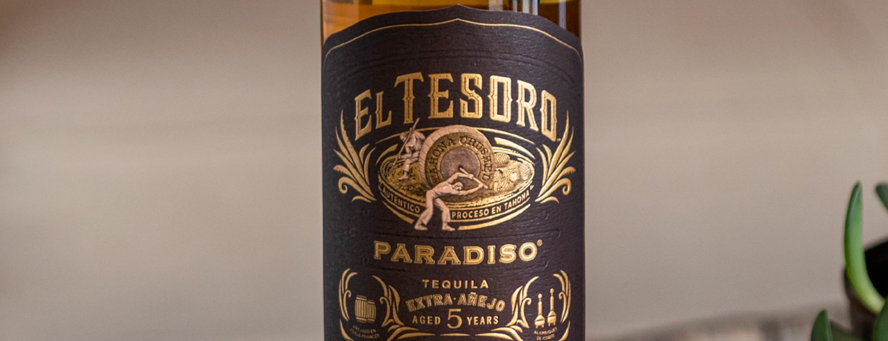 A bottle of El Tesoro's Paradiso Tequila.