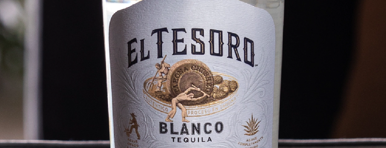 A bottle of El Tesoro's Blanco Tequila.